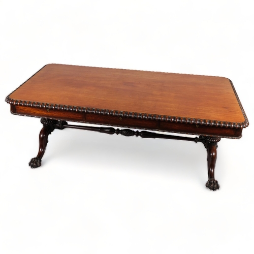 94 - An impressive early 19th century rosewood library table, previously rosewood-veneered top has been s... 