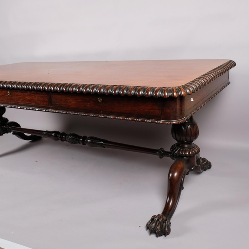 94 - An impressive early 19th century rosewood library table, previously rosewood-veneered top has been s... 