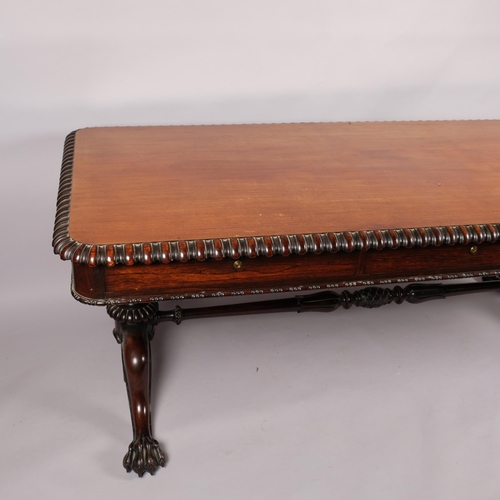 94 - An impressive early 19th century rosewood library table, previously rosewood-veneered top has been s... 