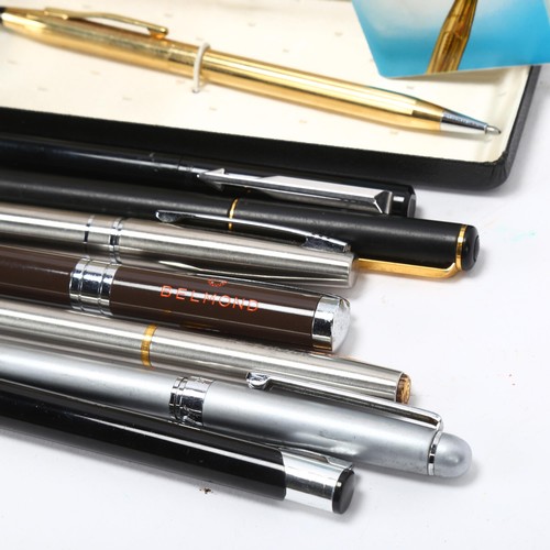 262A - CROSS - gold plated ballpoint pen, boxed with papers, and 7 other various pens (8)