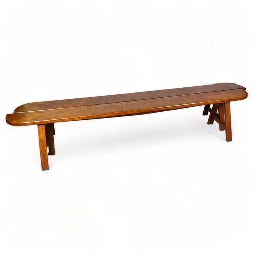 411 - A pair of 19th/20th century oak benches with 