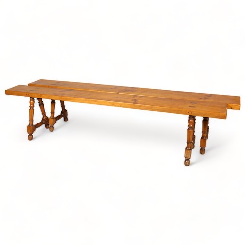 412 - A pair of 19th century cherrywood benches with 