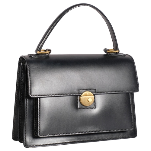 246A - TANNER KROLLE - black leather handbag, width 26cm, with dust bag