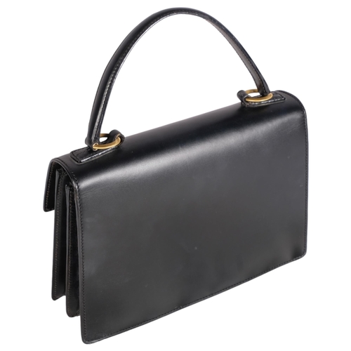 246A - TANNER KROLLE - black leather handbag, width 26cm, with dust bag