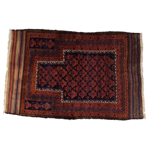 417 - An antique Afghan Tamuri prayer rug, 126 x83cm