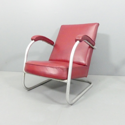 2045 - A mid-century modernist cantilever tubular steel lounge chair. WITH THE OPTION TO PURCHASE THE FOLLO... 