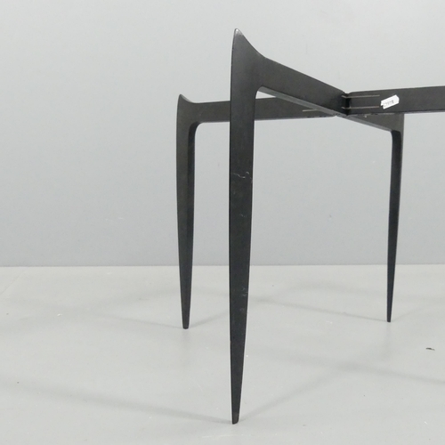 2000 - FRITZ HANSEN - A mid-century Danish teak tray table on ebonised folding spiderleg base, marked 