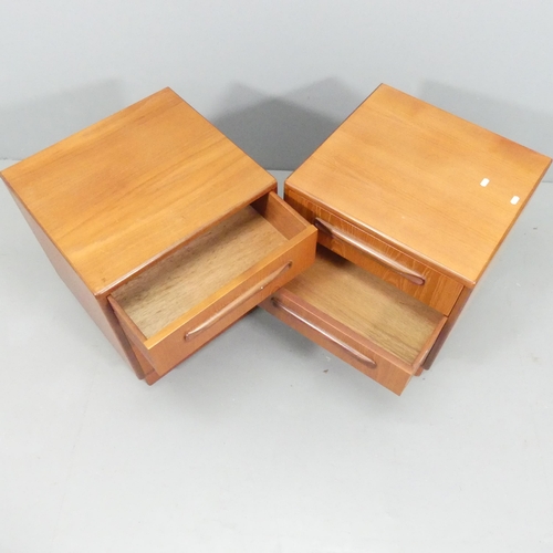 2009 - G-PLAN - a pair of mid-century teak Fresco three drawer bedside chests. 48x52x46cm