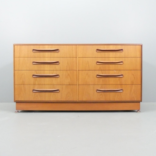 2011 - G-PLAN - A mid-century teak Fresco side-by-side chest of eight drawers. 140x76x45cm.