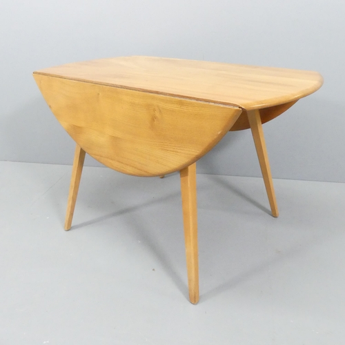 2016 - ERCOL - A mid-century Windsor bow-end drop leaf dining table. 113x73x61cm