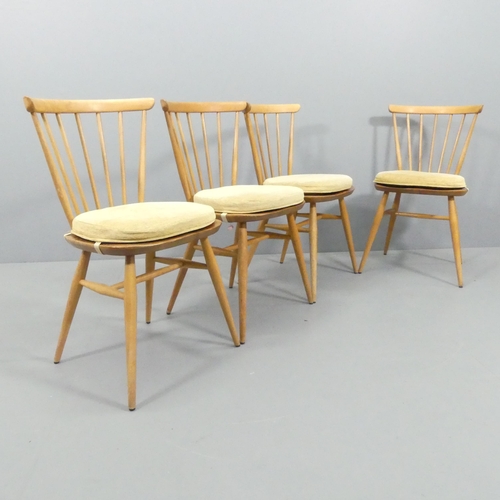 2017 - ERCOL - A mid-century set of four elm and beech model 449 bow top Windsor dining chairs