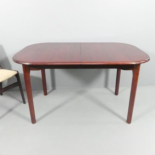 2018 - A mid-century Danish rosewood veneered draw-leaf extending dining table, 135 (extending to 185cm)x75... 