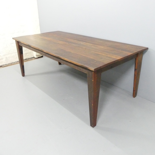 2025 - HASTINGS PIER INTEREST - A stained teak plank-top dining table, constructed from timber salvaged fro... 