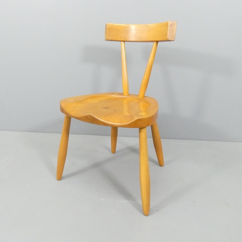 2044 - A mid-century blonde wood Brutalist side chair with sculpted seat.