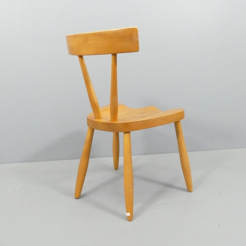 2044 - A mid-century blonde wood Brutalist side chair with sculpted seat.