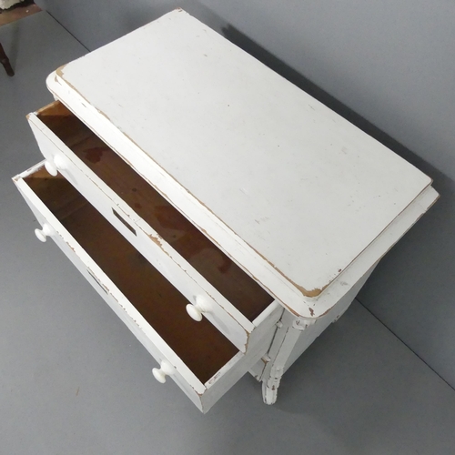 2100 - A painted pine continental style chest of three drawers. 106x86x53cm.