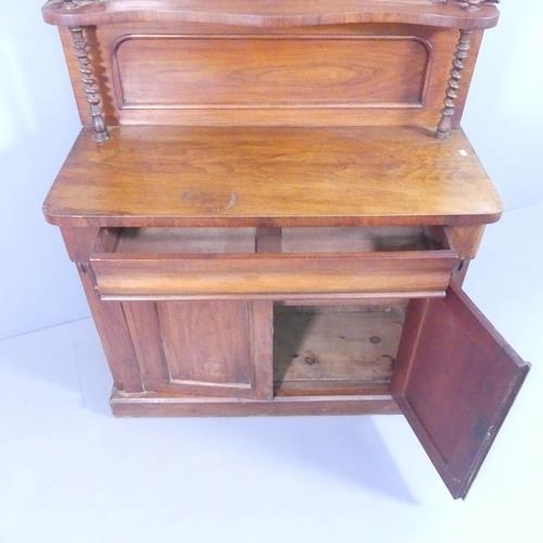 2102 - A Victorian mahogany chiffonier, with raised back, single drawer and cupboards under. 108x164x45cm.