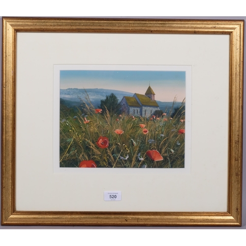 520 - Paul Evans (born 1954), poppies, Westmeston near Ditchling, gouache, signed, 21cm x 28cm, framed