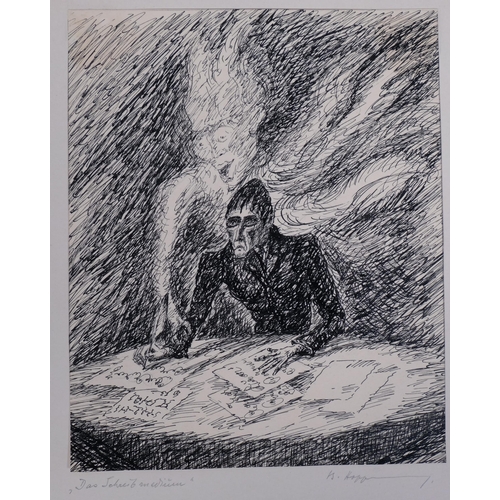 530 - Bert Hoppmann (born 1889), folder of original drawings, torture death and destruction, post-war 1946... 