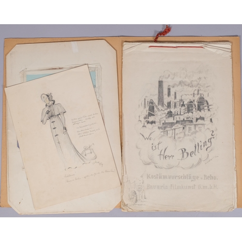 531 - Bert Hoppmann (born 1889), folder of original watercolour costume designs for 