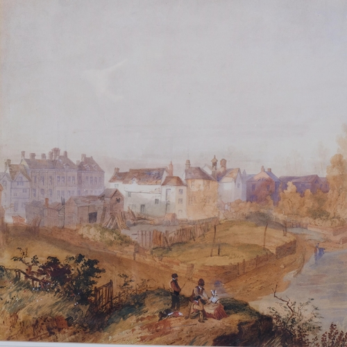 537 - William Gawin Herdman (1805 - 1882), Shrewsbury from the Welsh Bridge, Shropshire, signed with indis... 