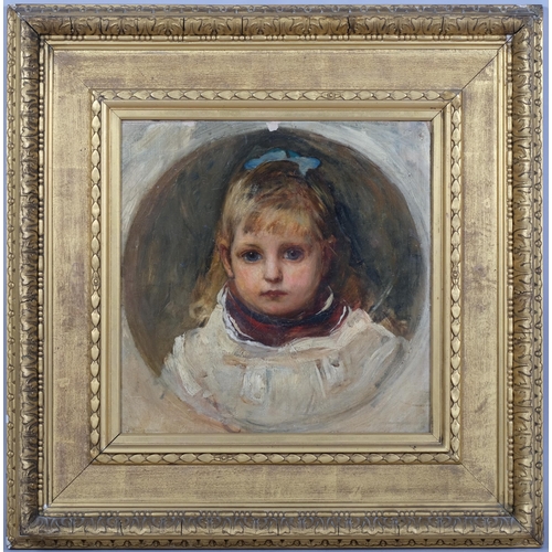 570 - Frank Holl (1845 - 1888), head and shoulders portrait of a blue eyed girl, oil on canvas, unsigned, ... 