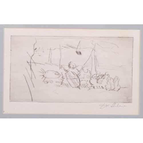 578 - Dove Schlein, 3 landscapes, etchings, all signed in pencil, largest plate 14cm x 20cm, framed (3)