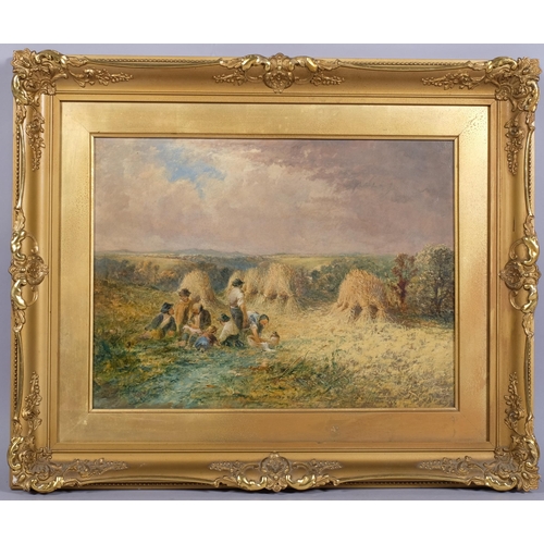 580 - Charles James Lewis (1830 - 1892), harvest scene, oil on canvas, signed, 29cm x 39cm, framed