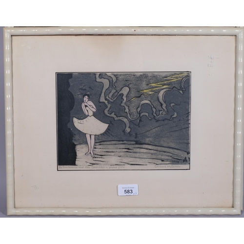 583 - Johanna Metzner, 5 ballet scenes, coloured etchings, all signed and titled in pencil, image 17cm x 2... 