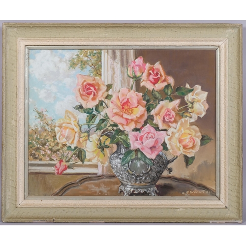 584 - Claude Shilton (1887 - 1968), still life roses, coloured pastels, signed, 36cm x 46cm, framed