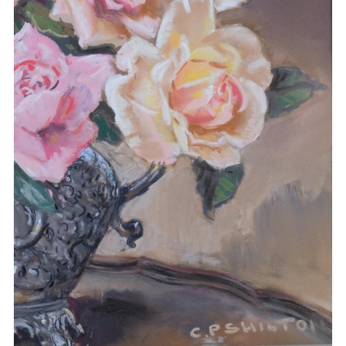 584 - Claude Shilton (1887 - 1968), still life roses, coloured pastels, signed, 36cm x 46cm, framed