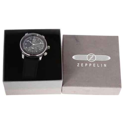 1008 - ZEPPELIN - a stainless steel LZ126 Los Angeles Dual Time quartz calendar wristwatch, ref. 8644-4, bl... 