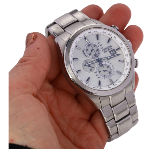 1018 - CITIZEN - a stainless steel Eco-Drive radio controlled quartz calendar chronograph bracelet watch, r... 