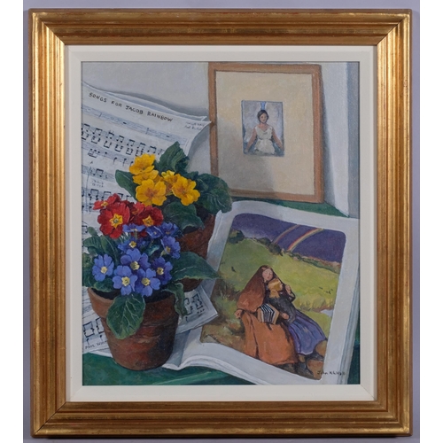 602 - John Whittall (born 1947), songs for Jacob Rainbow, oil on board, signed, 40cm x 34cm, framed