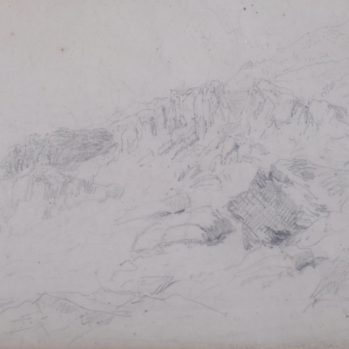 603 - David Cox, Snowdon from Capel Curig, pencil sketch, 32cm x 51cm, framed