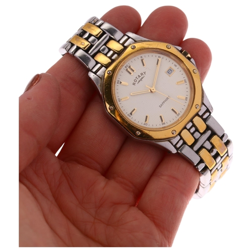 1023 - ROTARY - a gold plated stainless steel Sapphire quartz bracelet watch, ivory dial with applied gilt ... 