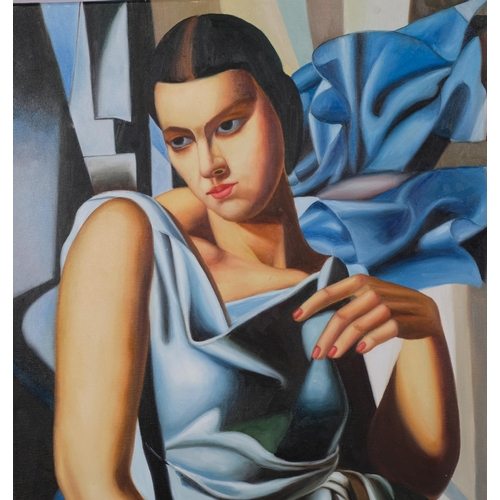 607 - After Tamara de Lempicka, pair of contemporary oils on canvas, 92cm x 61cm, unframed