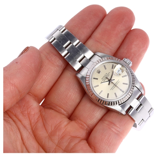 1025 - ROLEX - a lady's stainless steel Oyster Perpetual Datejust automatic bracelet watch, ref. 69174, cir... 