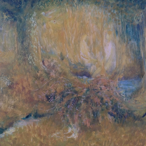 611 - Mary Goward, mystic woodland scene, oil on board, 60cm x 75cm, framed