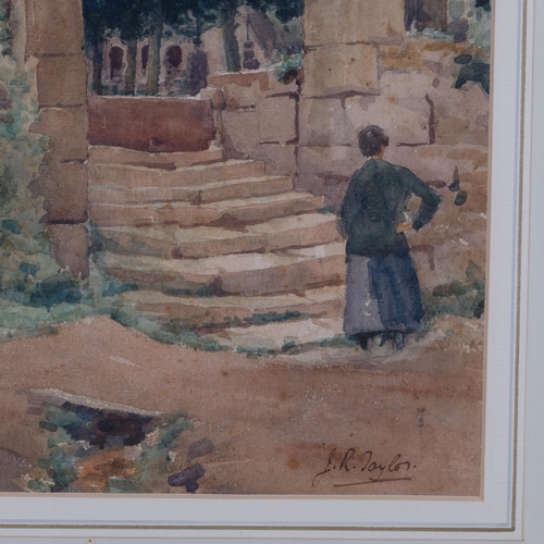 617 - James Reginald Taylor, country church, watercolour, signed, 38cm x 30cm, framed