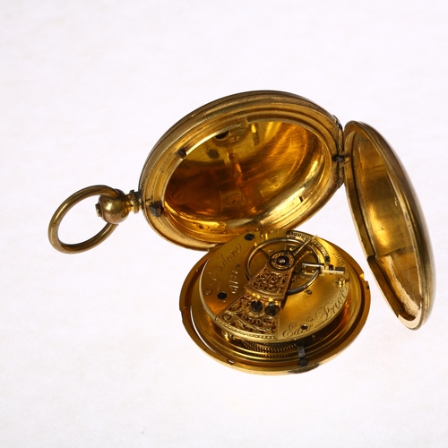 1041 - A Turkish gilt-metal full hunter key-wind fusee pocket watch, Edward Prior of London, circa 1845, wh... 