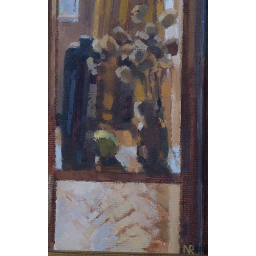 629 - Norah Roberts, still life, oil on board, signed with monogram, 17cm x 11.5cm, framed