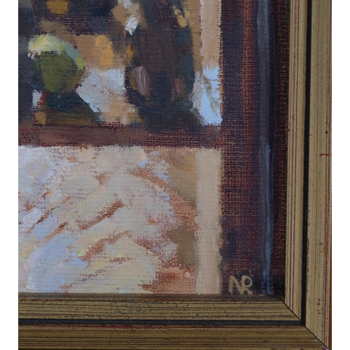 629 - Norah Roberts, still life, oil on board, signed with monogram, 17cm x 11.5cm, framed