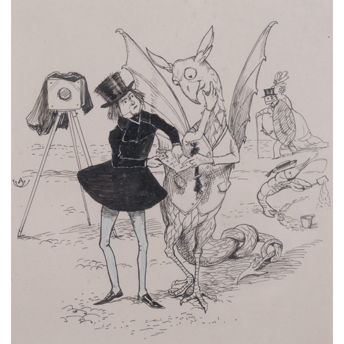 630 - Alan Wright (1864 - 1959), original illustration artwork for Professor Philanderpan, pen and ink on ... 