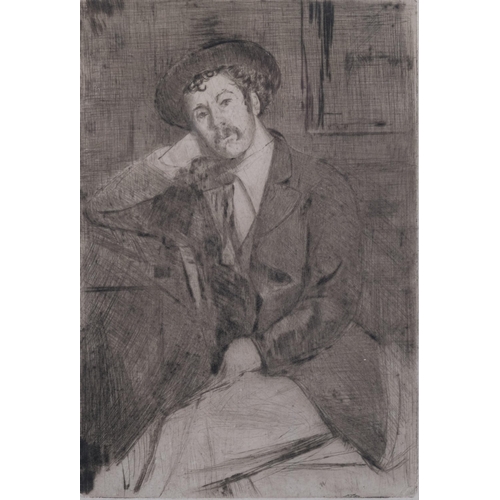 632 - Walter Greaves (1846 - 1930), self portrait, etching, plate 20cm x 13.5cm, framed