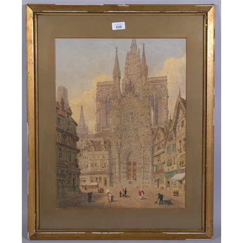 639 - George Ashburnham (circa 1815 - 1886), view towards cathedral, watercolour, signed and dated, 50cm x... 