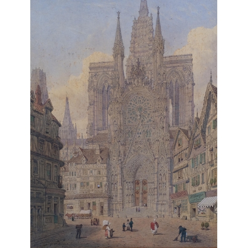 639 - George Ashburnham (circa 1815 - 1886), view towards cathedral, watercolour, signed and dated, 50cm x... 