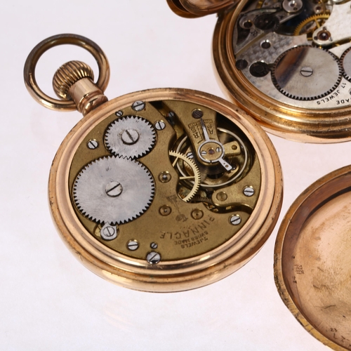 1051 - 2 gold plated pocket watches, including Pinnacle, only Pinnacle working (2)