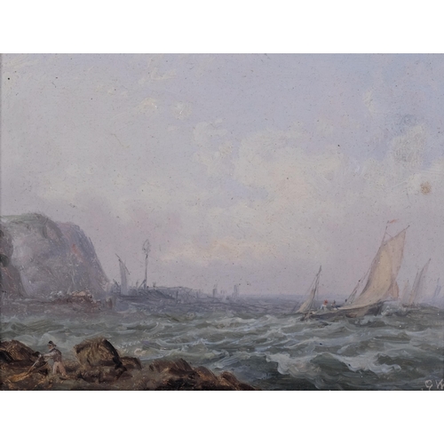 642 - George Weatherill (1810 - 1890), coastal scene with fishing boats, oil on panel, signed with monogra... 