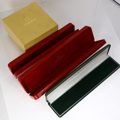 1055 - OMEGA - 4 wristwatch boxes, including Vintage green leather example, length 22cm